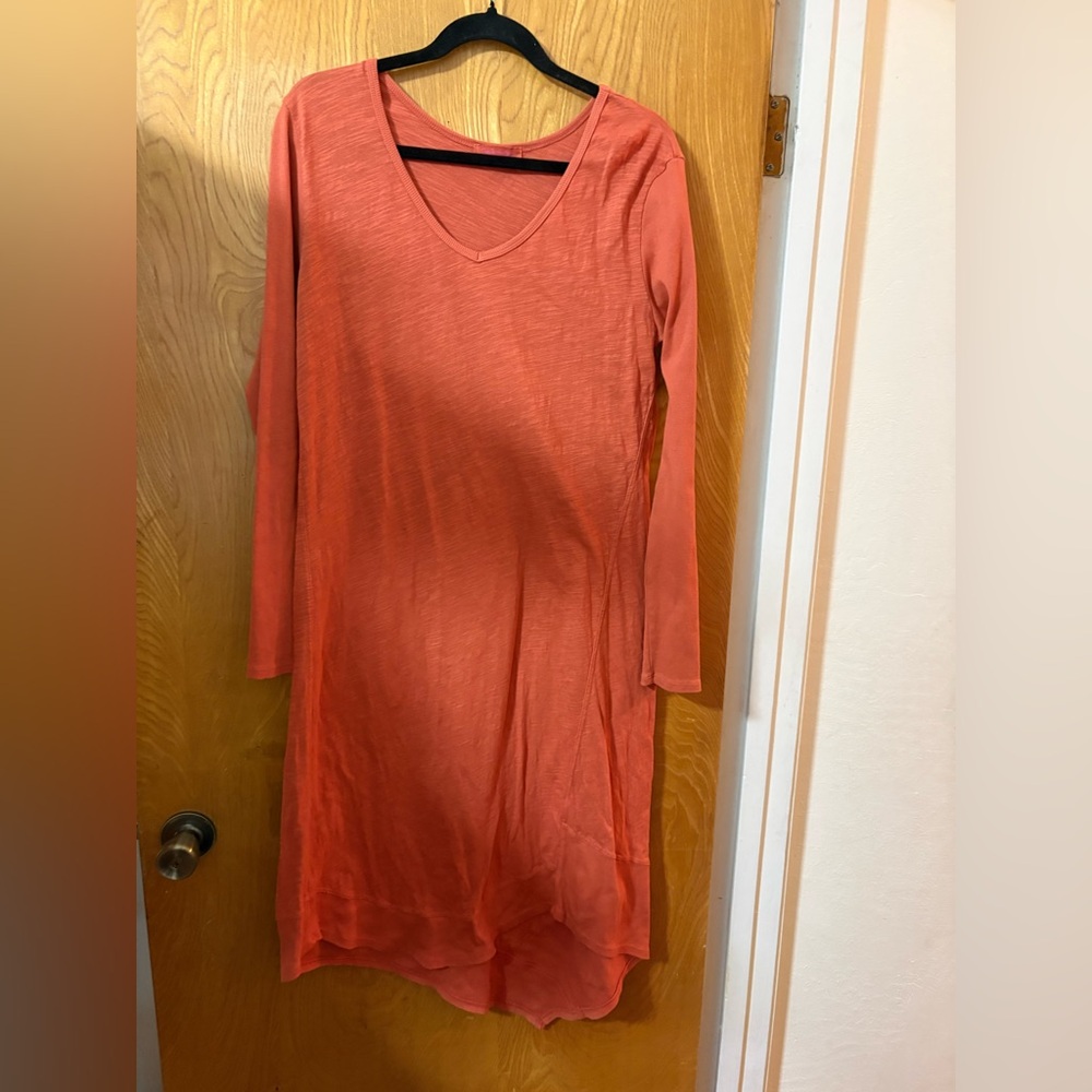 Fresh Produce asymmetrical cotton pumpkin spice midi dress M